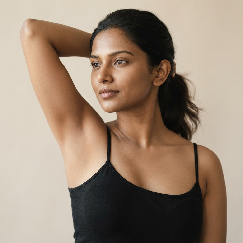 After laser hair removal: smooth, hair-free underarm skin